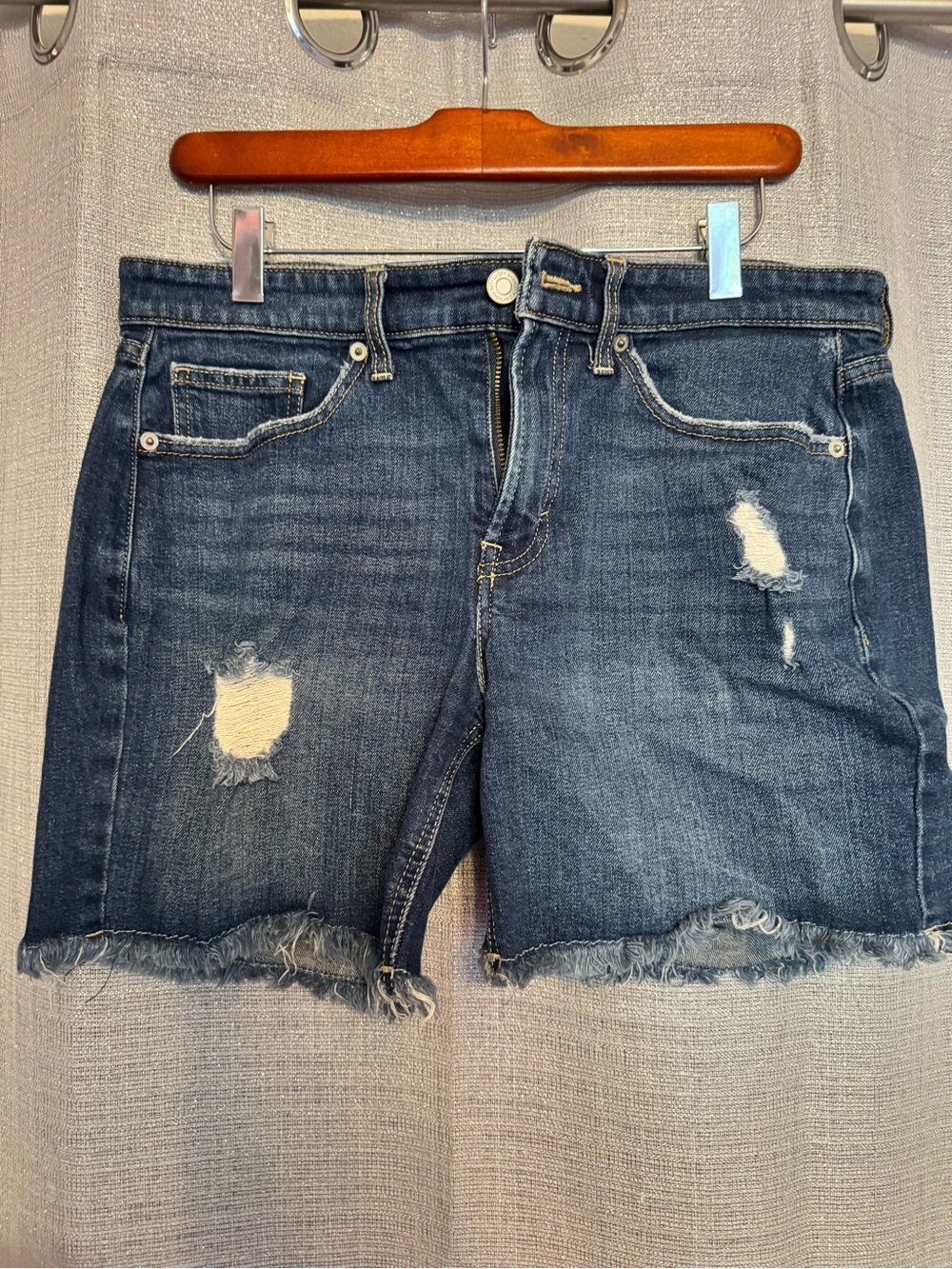 Lucky Brand Women's Dark Blue Distressed Denim Shorts